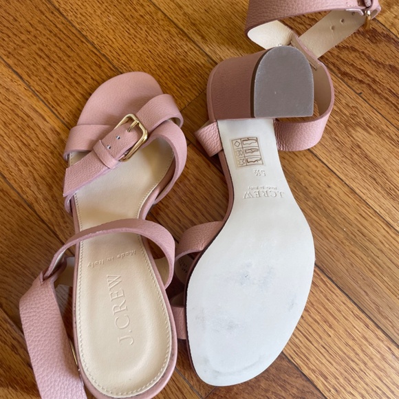 JCREW Pink Leather Buckle Heel Sandal 5.5 Brand New No Tags - Picture 4 of 4